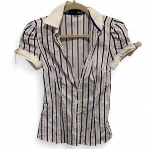 Y2K Express Design Studio Striped Collar Top